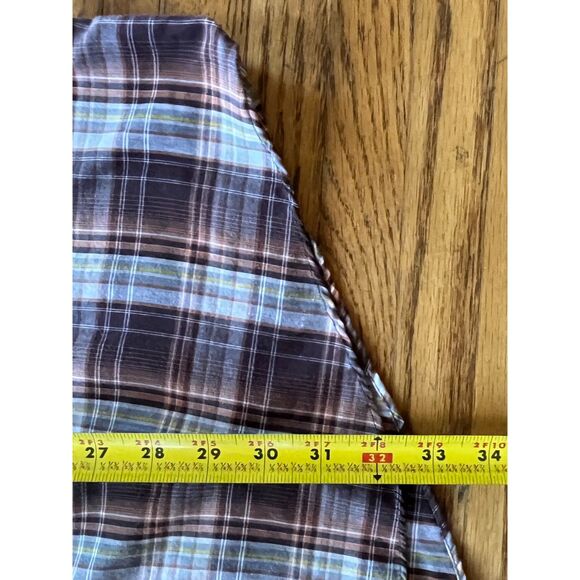 Vintage ELY CATTLEMAN Brown Plaid Pearl Snap Button Up Shirt Top  Mens Size 3XL - Picture 7 of 9